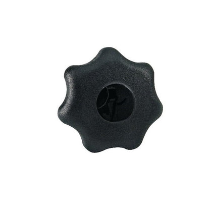 Pomello a sette lobi M16 x 63 mm - Inserto in Acciaio Termoplastico - Nero - Femmina - MBA (Confezione da 1)