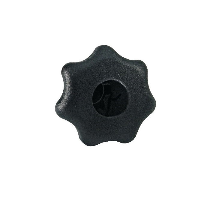 Pomello a Sette Lobi M10 x 40 mm - Inserto in Acciaio Termoplastico - Nero - Femmina - MBA (Confezione da 1)