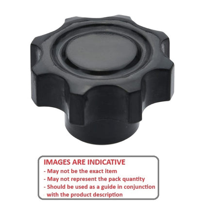 1092571 | KF100M-040-8L (Each) --- Lobe Knobs - M10 - 10x1.5mm - 40x17 mm Eight Lobe - Phenolic and Brass Knob