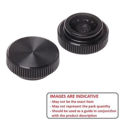 1044281 | KF030M-012-KN-PH (PK-5) --- Knurled Knobs - M3 - 3x0.5mm - 12x6.5 mm Female - Thermoplastic Knob