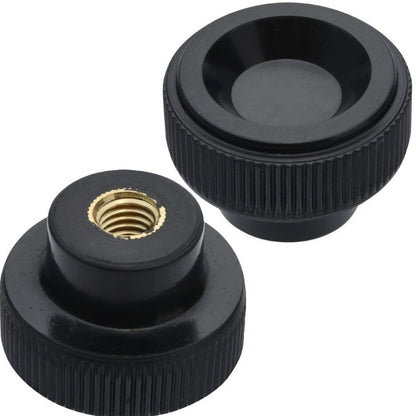 1232056 | KF050M-020-KND-PH (Each) --- Disc Knobs - M5 - 5x0.8mm - 20x9 mm Female Knurled Plastic - Brass Knob