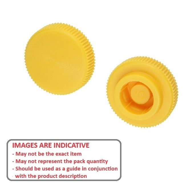 1067327 | KM060M-019-KNU-Y (PK-10) --- Thumb Knobs - M6 - 6.00mm - - Use Own Screw 19x7.6 mm For Cap Screws - Plastic Knob