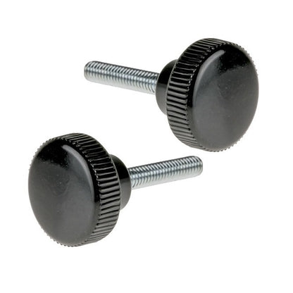 Bouton moleté M6 x 15 x 10 mm - avec épaulement en polypropylène avec tige en acier - Noir - Mâle - MBA (Pack de 1)