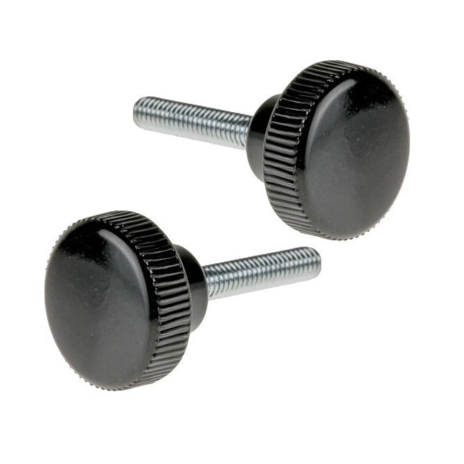 Bouton moleté M6 x 15 x 8 mm - avec épaulement en polypropylène avec tige en acier - Noir - Mâle - MBA (Pack de 1)