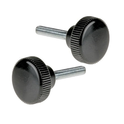 Bouton moleté M4 x 13 x 12 mm - avec épaulement en polypropylène avec tige en acier - Noir - Mâle - MBA (Pack de 5)