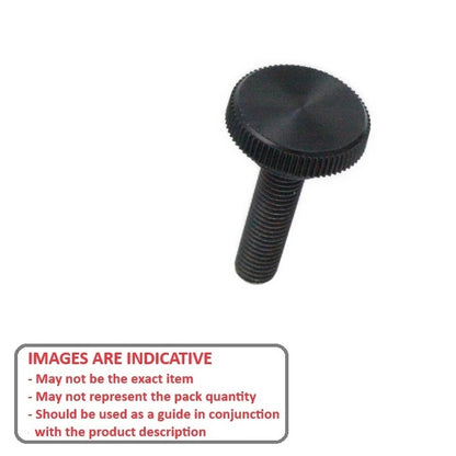 1043365 | KM029C-008-0635-KNU-B (Each) --- Thumb Knobs - 4-40 UNC - 2.85mm - 7.94x6.4 mm Male With Cap Screw - Plastic with Insert Knob