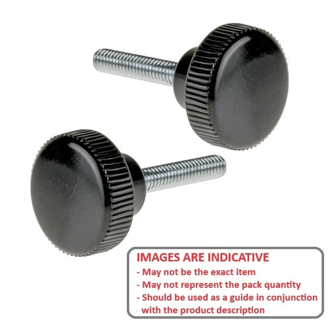 1082058 | KM080M-025-KN20-PH (PK-5) --- Knurled Knobs - M8 - 8x1.25mm - 32x20 mm Male - Phenolic Knob