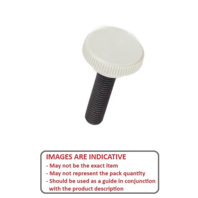 1043366 | KM029C-008-0635-KNU-G (PK-2) --- Thumb Knobs - 4-40 UNC - 2.85mm - 7.94x6.4 mm Male With Cap Screw - Plastic Knob