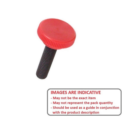 Bouton à pouce 6-32 UNC x 9,53 mm - avec vis à capuchon en plastique avec insert - Rouge - Mâle - MBA (Pack de 9)