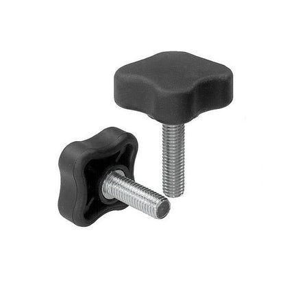 Bouton à quatre lobes 3/8-16 UNC x 50,04 x 38,1 Grand moyeu – Insert en acier plaqué phénolique – Noir – Mâle – MBA (lot de 1)