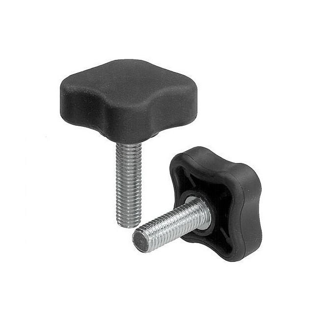 1087340 | KM095C-060-4L25 (Each) --- Lobe Knobs - 3/8-16 UNC - 9.53mm - 59.94x24.9 mm Four Lobe - Plated Steel Knob