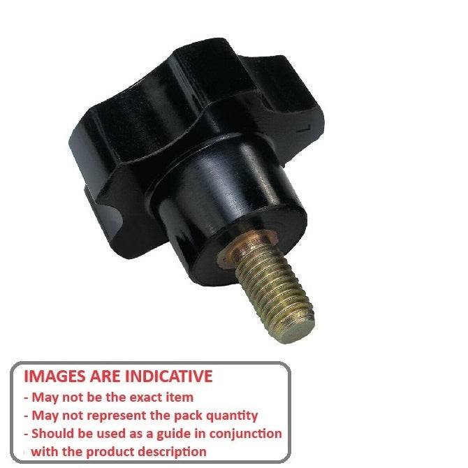 1082070 | KM080M-032-5L24 (Each) --- Lobe Knobs - M8 - 8x1.25mm - 32x24 mm Five Lobe - Steel Knob