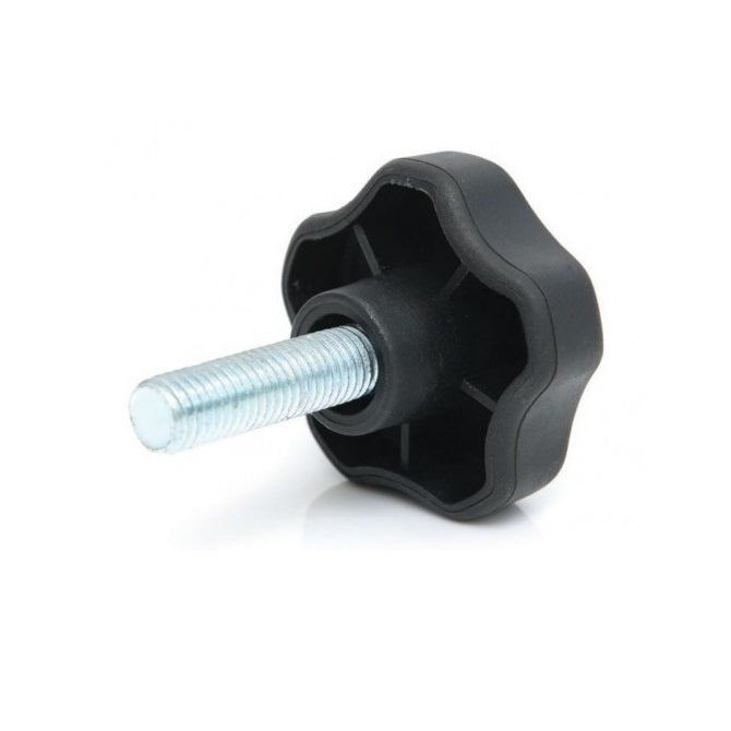 Manopola a Cinque Lobi 10-32 UNF x 25 x 19.1 x 19.1 mm - Inserto in Acciaio Placcato Tecnopolimero - Nero - Maschio - MBA (Confezione da 1)