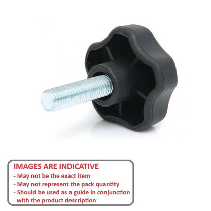 1077740 | KM079C-050-5LSFT25-ST (Each) --- Lobe Knobs - 5/16-18 UNC - 7.94mm - 50x25.4 mm Five Lobe - Plated Steel and Plastic Knob