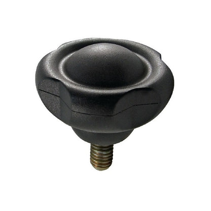 Bouton à cinq lobes 3/8-16 UNC x 63 x 20,0 mm - Insert thermoplastique en acier inoxydable 304 - Noir - Mâle - MBA (Pack de 10)