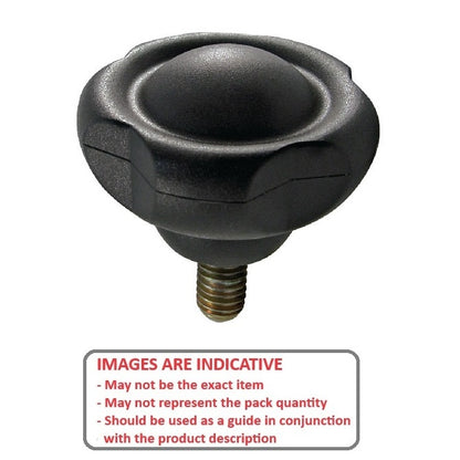 1086880 | KM095C-050-5L20-ST (Each) --- Lobe Knobs - 3/8-16 UNC - 9.53mm - 50x20 mm Five Lobe - Plated Steel Knob