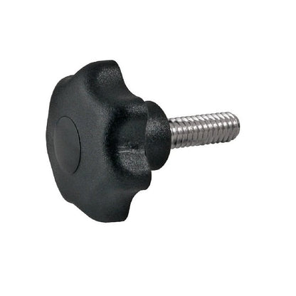 Bouton à sept lobes 3/8-16 UNC x 50 x 20 mm - Insert en acier plaqué thermoplastique - Noir - Mâle - MBA (Pack de 1)