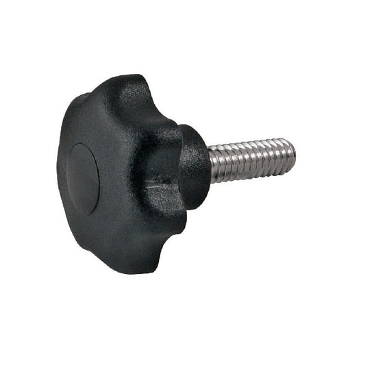 Pomello a sette lobi 10-32 UNF x 25 x 10 mm - Inserto in acciaio inox 304 Termoplastico - Nero - Maschio - MBA (confezione da 1)