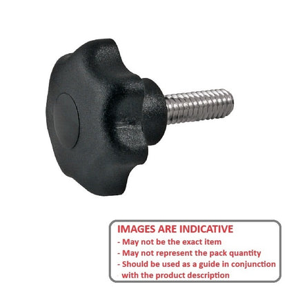1072816 | KM064C-025-7L30-ST (PK-5) --- Lobe Knobs - 1/4-20 UNC - 6.35mm - 25x30 mm Seven Lobe - Plated Steel Knob