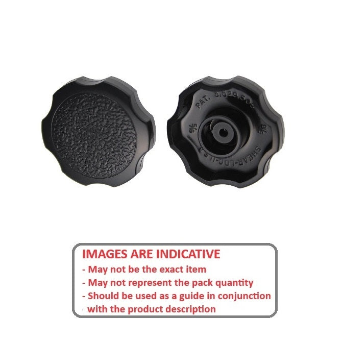 1088198 | KM095-038-ROS-B (PK-5) --- Thumb Knobs - 3/8 - 9.53mm - - Use Own Screw 38.1x11.9 mm For Cap Screws - Plastic Knob