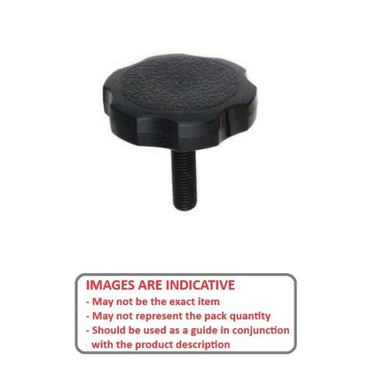 1072789 | KM064C-038-3810-ROS-G (PK-5) --- Thumb Knobs - 1/4-20 UNC - 6.35mm - 38.1x38.1 mm Male With Cap Screw - Plastic Knob