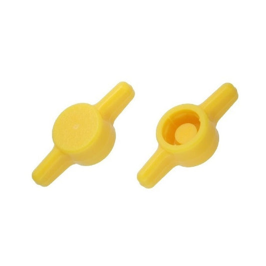 Manopola M5 x 26 x 6,6 mm - Per vite a testa cilindrica utilizzare la propria vite in plastica - Giallo - Vite a testa cilindrica a pressione - T - MBA (confezione da 95)