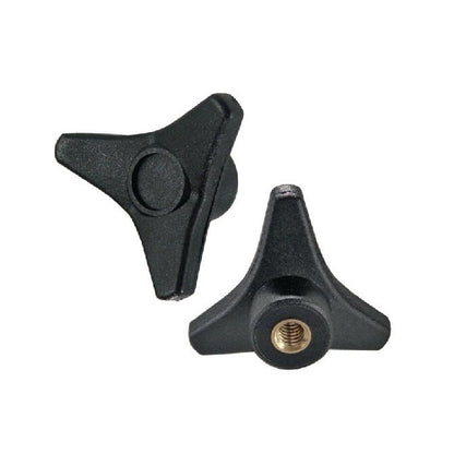 Tri Knob 5/16-18 UNC x 31.75 - Insert en laiton phénolique - Noir - Trou borgne - MBA (Paquet de 50)