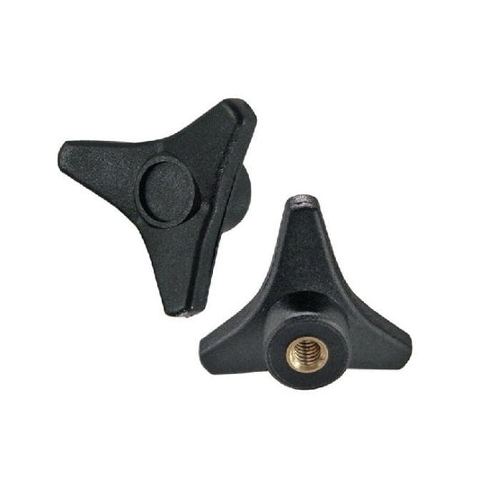 Tri Knob 5/16-18 UNC x 25,4 mm - Insert en laiton Plastique ABS - Noir - Trou borgne - MBA (Paquet de 250)