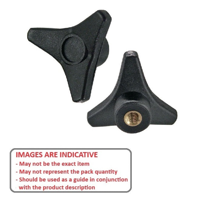 1103651 | KF127C-125-TRI-BHF (Each) --- Tri Knobs - 1/2-13 UNC - 12.7mm - 124.97 - - Blind Hole - Brass Knob