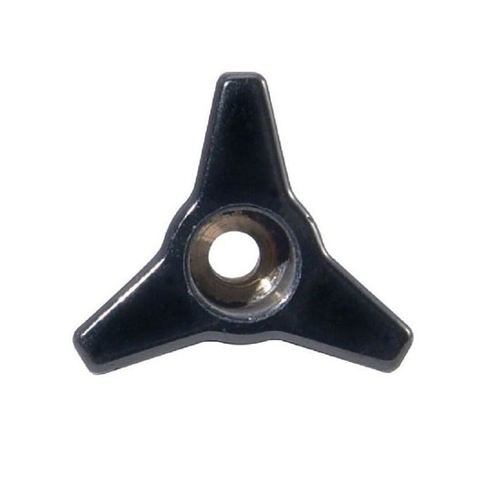 Tri Knob 5/16-18 UNC x 25,4 mm - Insert en laiton Plastique ABS - Noir - Trou traversant - MBA (Paquet de 250)