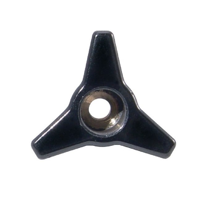 Tri Knob 5/16-18 UNC x 50,8 mm - Insert en laiton phénolique - Noir - Trou traversant - MBA (Paquet de 50)