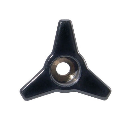 Tri Knob 10-32 UNF x 28.58 - Inserto in ottone fenolico - Nero - Foro passante - MBA (confezione da 3)