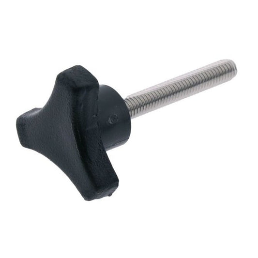 Tri Knob 5/16-18 UNC x 38,1 mm - Insert en acier plaqué phénolique - Noir - Mâle - MBA (Pack de 50)