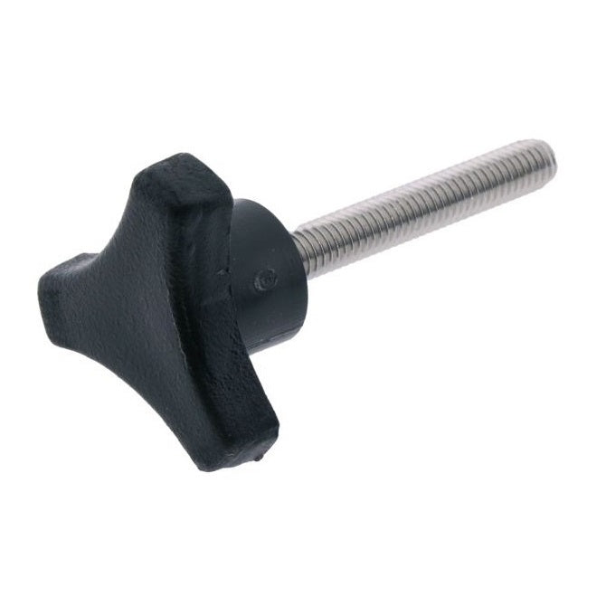 Tri Knob 1/2-13 UNC x 124.97 - Inserto in acciaio placcato termoplastico - Nero - Maschio - MBA (confezione da 1)