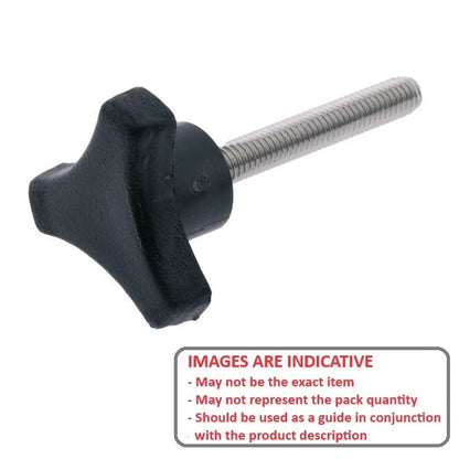 1073125 | KM064C-038-TRI-BHM (Each) --- Tri Knobs - 1/4-20 UNC - 6.35mm - 38.1 mm - 14.3 Male - Plated Steel Knob