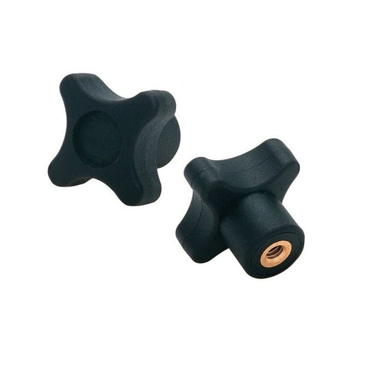 Manopola a croce 10-24 UNC x 20,07 mm - Inserto standard in ottone fenolico - Nero - Femmina - MBA (confezione da 1)