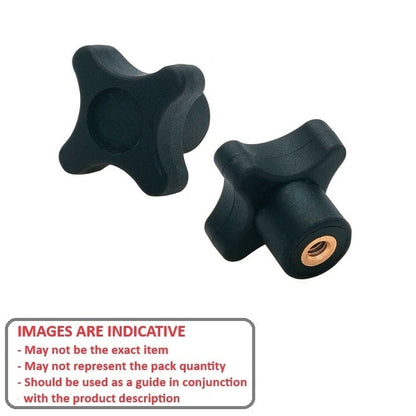 Manopola a croce 5/16-18 UNC x 40,1 mm - Inserto standard in acciaio inossidabile Termoplastico con inserto inossidabile - Nero - Femmina - MBA (confezione da 1)