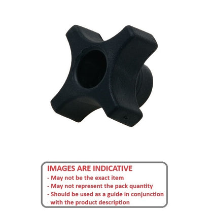 Bouton en croix M6 x 31,75 mm - Trou traversant Insert en laiton phénolique - Noir - Femelle - MBA (Pack de 1)