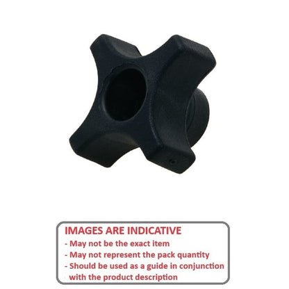 Bouton en croix 5/16-18 UNC x 57,15 mm - Trou traversant Insert en laiton phénolique - Noir - Femelle - MBA (Pack de 1)