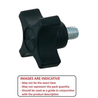 Manopola a croce 5/16-18 UNC x 50,04 x 24,9 mm - Inserto standard in acciaio inossidabile Termoplastico con inserto inossidabile - Nero - Maschio - MBA (confezione da 1)