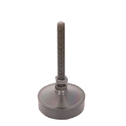 Support de Nivellement 188 Kg - 1/2-13 UNC - 76,2 x 101,6 mm - Goujon Long Base Néoprène Collé avec Goujon Chromé Noir Plaqué Zinc - Anti-vibration - MBA (Pack de 1)