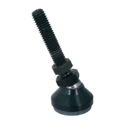 Support de Nivellement 1270 Kg - 3/8-16 UNC - 31,8 x 101,6 mm - Goujon Long Chromé Noir avec Patin en Caoutchouc - Nivellement Pivotant - MBA (Pack de 1)