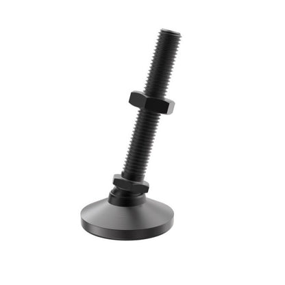 Support de Nivellement 500 Kg - 1/4-20 UNC - 25,4 x 63,5 mm - Goujon Chromate Noir - Nivellement Pivotant - MBA (Pack de 1)