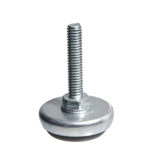 Support de Nivellement 140 Kg - 5/16-18 UNC - 38,1 x 38,1 mm - Goujon Zingué avec Patin en Caoutchouc - Nivellement - MBA (Pack de 1)