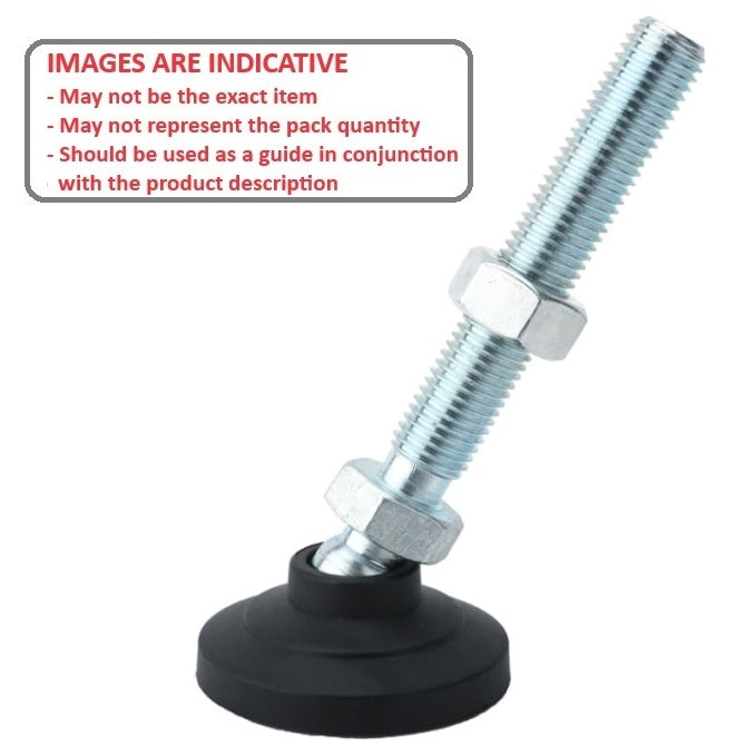 1114538 | MLM-160M-100-NYCZ (Each) --- Levelling Studded Mounts - M16 - 16x2mm - 60x33 mm Light Duty - Steel Mount