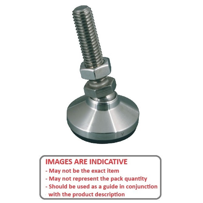 1102891 | MSM-127C-051-S3 (Each) --- Levelling Studded Mounts - 1/2-13 UNC - 12.7mm - 47.6x28.6 mm Swivel - Stainless Steel 303/304 Similar to A2, 18-8 HRB80 Mount