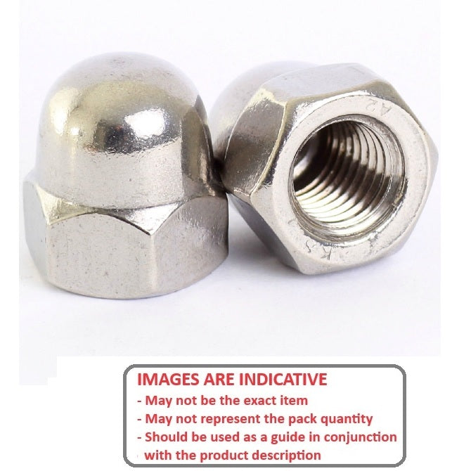 1058070 | NT048C-DM-S4 (PK-50) --- Dome Nuts - 10-24 UNC - 4.76mm - 304 Stainless 8.89 mm Nut
