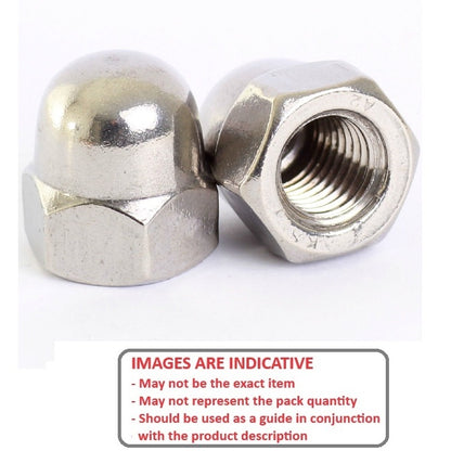 1125580 | NT200M-DM-S6 (PK-25) --- Dome Nuts - M20 - 20x2.5mm - 316 Stainless 34 mm Nut