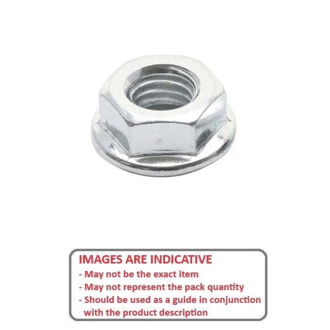 1085531 | NT080M-F-ZP (Each) --- Flanged Nuts - M8 - 8x1.25mm - Zinc Plated Steel 7.2 mm Nut