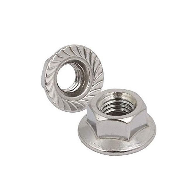 Dado Flangiato M10 mm - Seghettato Acciaio Inox 303-304 - 18-8 - A2 - MBA (Confezione da 5)